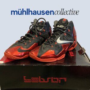Nike LeBron XI 11 Miami Nights Black Red Size 12 VNDS With Box